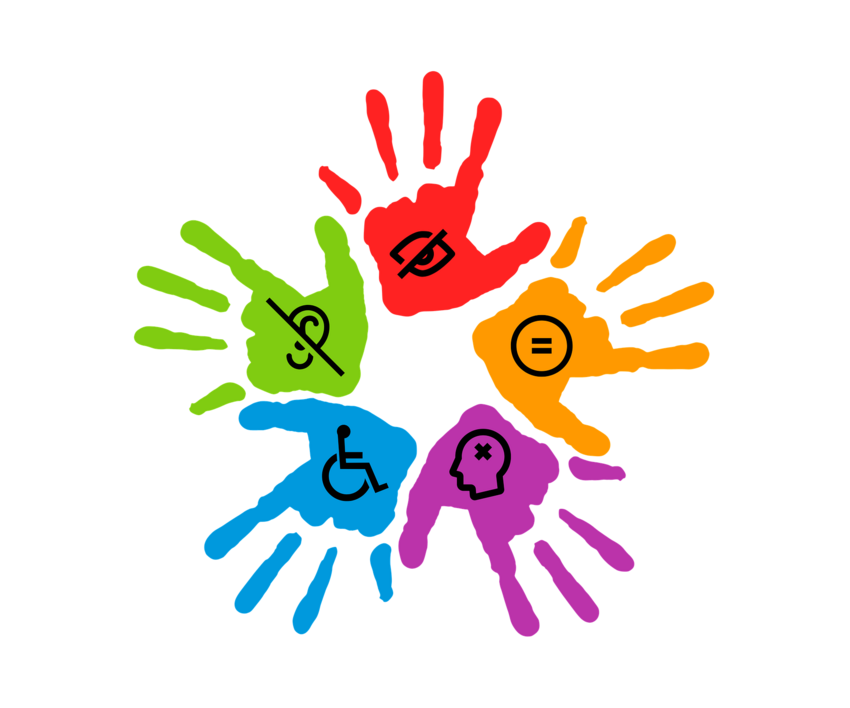 Bunte Hände mit verschiedenen inklusiven Symbolen Bunte Hände mit verschiedenen inklusiven Symbolen