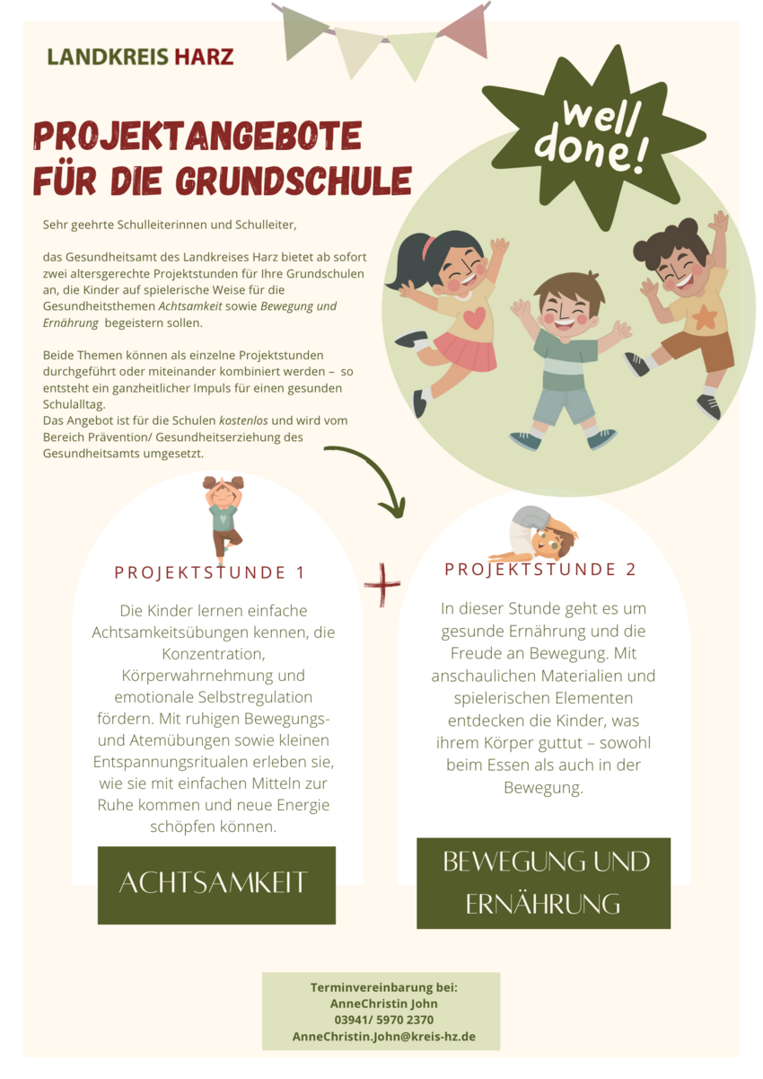 Projektangebote für die Grundschule Projektangebote für die Grundschule