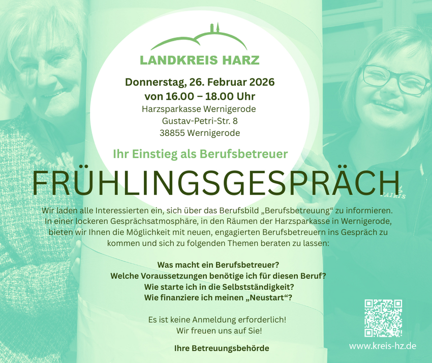 Symbolfoto Plakat Frühlingsgespräch der Betreuungsbehörde. Symbolfoto Plakat Frühlingsgespräch der Betreuungsbehörde.