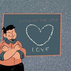 Piktogramm, ein Mann zeigt die Gebärde für Liebe