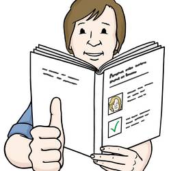 Ein mensch hält ein Buch mit Leichter Sprache in der Hand.