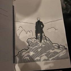 Foto Tastkopie Bild von Caspar David Friedrich: Der Wanderer über dem Nebelmeer.