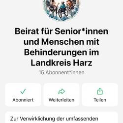 Logo für den WhatsApp Channel des Beirats für Senioren und Menschen mit Behinderungen im Landkreis Harz.