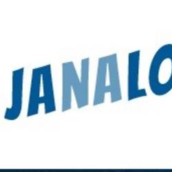 Ein grüner Hashtag und danach folgt in verschiedenen Blautönen das Wort janalos. Das Logo der Jugendberufsagentur.