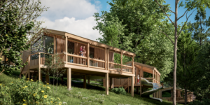 Visualisierung der Ferienhäuser © (c) Upland Parcs GmbH IMP E HUT 02 4K