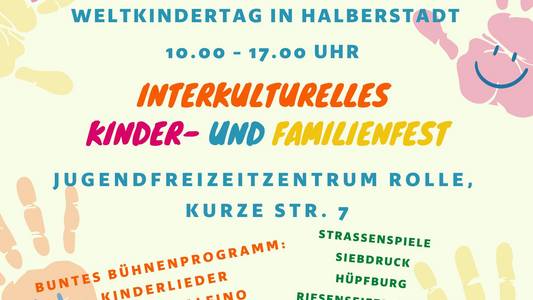 Plakat interkulturelles Kinder- und Familienfest 2023 buntes Plakat mit den Angeboten auf dem interkulturellen Kinder- und Familienfest