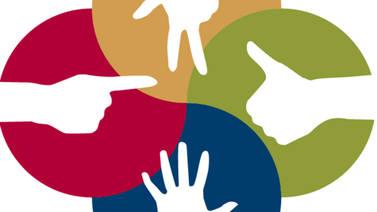 Logo Örtliches Teilhabemanagement © Landkreis Harz Logo ÖTHM vier Hände in bunten Kreisen