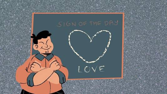 Piktogramm, ein Mann zeigt die Gebärde für Liebe