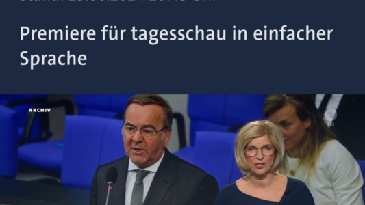 Screenshot Tagesschau Auf dem Bild sind zwei Moderatoren abegebildet.