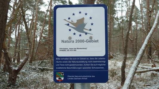 Beispielfoto eines Natura 2000-Gebiete Schildes