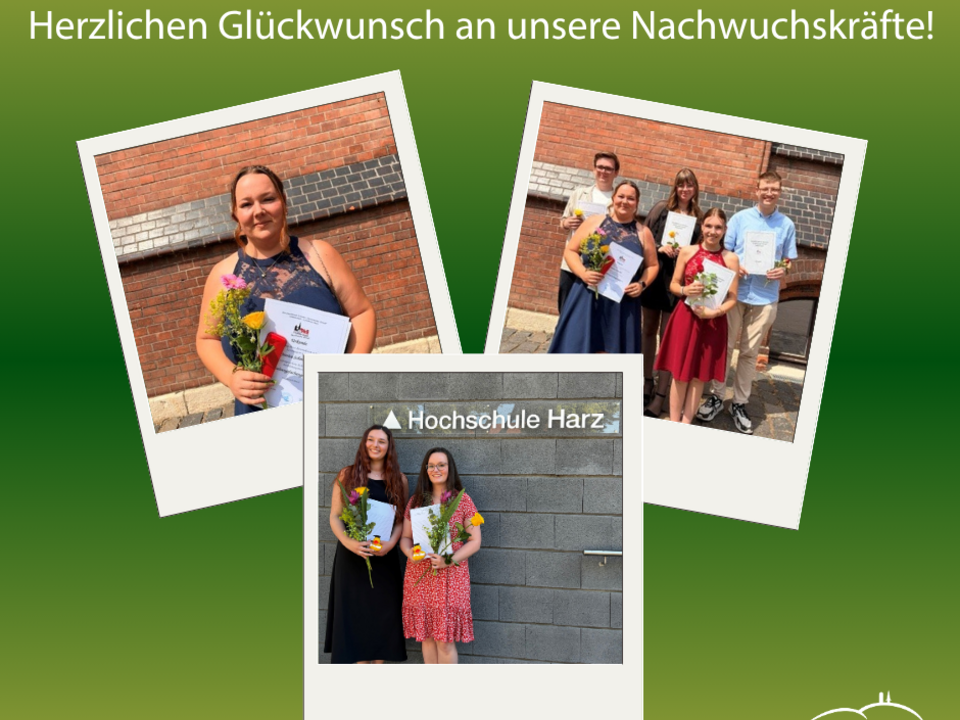 Collage aus drei Bildern mit Studierenden und Auszubildenden im Landkreis Harz. Collage aus drei Bildern mit Studierenden und Auszubildenden im Landkreis Harz.